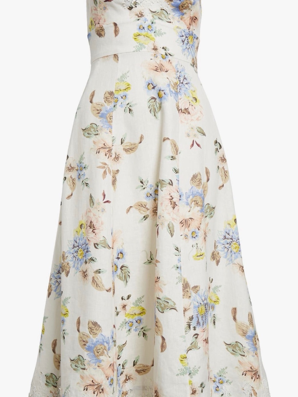 Zimmermann White Floral Lace-Trim Linen Dress - Picture 3 of 8
